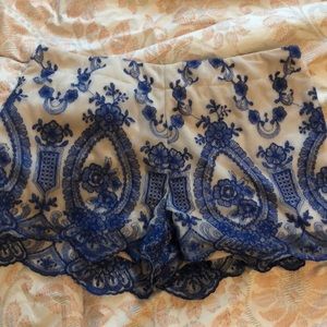 Blue Rain Shorts - Blue rain blue lace high waisted shorts Blue Rain Shorts - Blue rain blue lace high waisted shorts